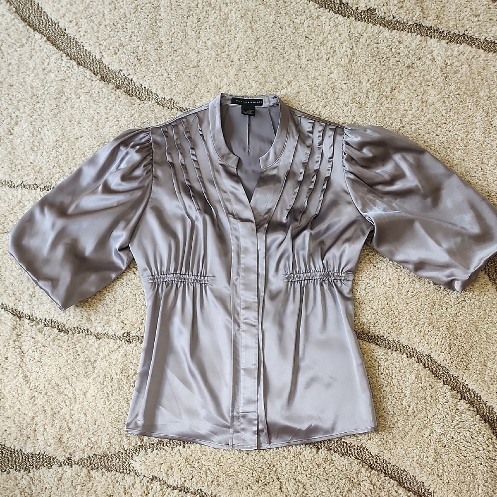 Grace Elements Silver Blouse With Pleated Design - image 1